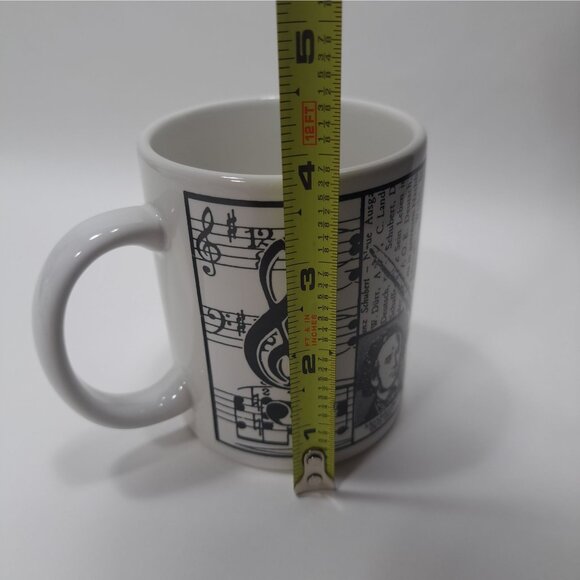 Schubert Design Coffee Mug Classical Music Notes Piano Motif Handle Cup - Picture 2 of 10